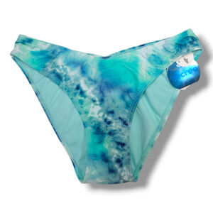 NWT Decree Tie Dye Cheeky Bikini Swimsuit‎ Bottom Sz. S [4-6] Blue Tie Dye